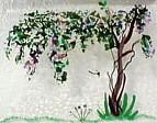 Fused art glass panel, Tree vine