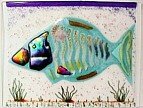 Fused art glass panel, Tropical Fish